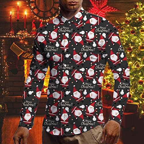XXBR Božićne košulje za muške, smiješni Xmas Djed Mraz snjegović snjegovićni gumb za ispis, dolje, sputani košulja casual majica