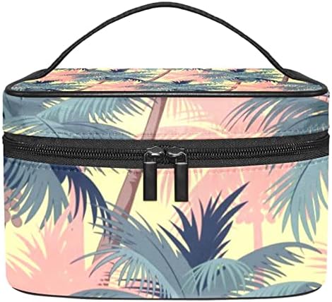 Ecmrad prijenosna torba za šminku Tropska palma kokosova drveća uzorak tisak Veliki kapacitet s patentnim zatvaračem pogodan za lijepe