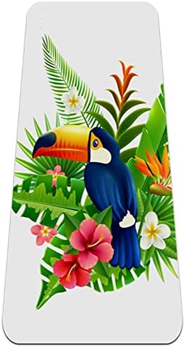 Šarene ptice na Fleurs tropicales Extra debela joga prostirka - ekološki prihvatljivi za vježbanje i fitnes mat za vježbanje za sve