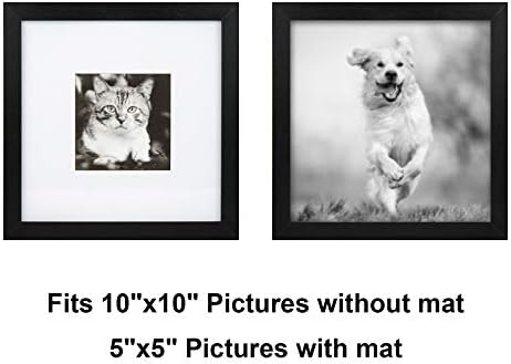10x10 okvir za slike s crnim drvetom s 5x5 mat - 4 pakiranje - prikazuje 5x5 fotografije s prostirkom ili 10x10 bez prostirke - okviri