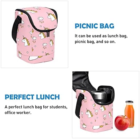 Kutija za ručak za žene, kutija za ručak za muškarce, mala torba za ručak, bešavni ružičasti uzorak životinja jednoroga