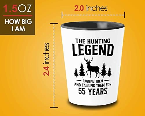 Čaša za lovce od 1,5 oz-legenda lova 55 godina-55. rođendan pokloni za lov na jelene tati lovcu od sina lovački pribor
