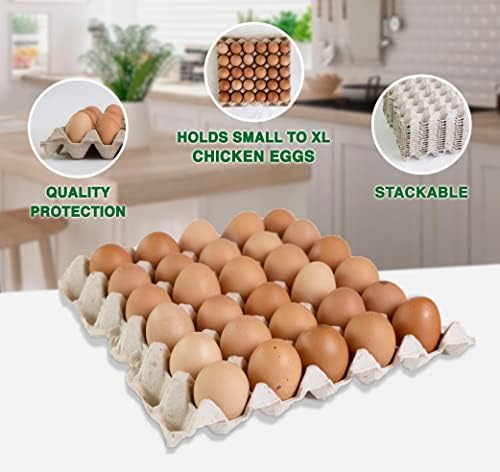 Prazne ladice za jaja od 200 komada - kapacitet od 30 jaja, složeni, izdržljivi, biorazgradivi kalupi za jaja od celuloznih vlakana,