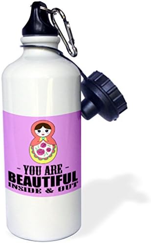 3Drose Prekrasni ste iznutra i izvana, purpurna sportska boca s vodom, 21oz, raznobojni