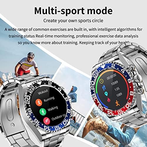 Luksuzni dizajner Pametni satovi za muškarce Bluetooth poziv za poziv/upućivanje ， Aktivnost Fitness Tracker Silver Nehrđajući čelik