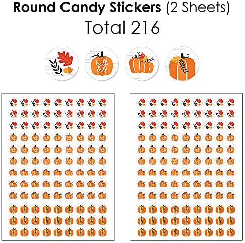 Velika točka sreće jesen bundeva - mini omoti od baraka od bombona, okrugle naljepnice za bombone i naljepnice za krugove - Halloween