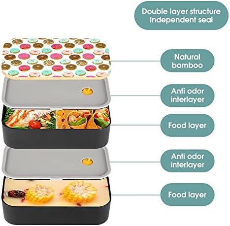 Sweet Donut Bento kutija za ručak za ručak bez propuštanja kontejnera za hranu s 2 odjeljka za izletnički rad izletnice