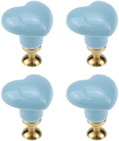 Hevstil 4-paketi plavi oblik srca Keramički ormarići, gumbi za ormarići u obliku srca keramički ormarići ručke ladice vuče gumbe za