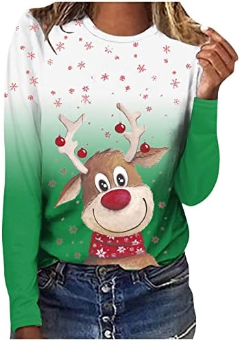 Anniya Fall Crewneck Twichirt kaputa vrata Sretan božićna majica opremljena labava fit ženska božićna majica