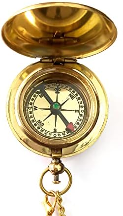 Sugra Art Ugravirano sjajni mesingački džepni kompas s kožnim futrolom, kompas za kampiranje, planinarenje, putovanja - rođendanski