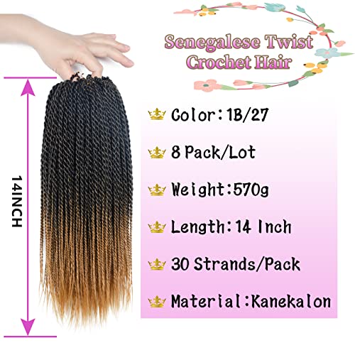 Senegalska heklana kosa 16 Ombre Ombre kosa za crne žene 24 i 14 inča unaprijed upletena pletenica kanekalon kosa 35 pramenova / pakiranje