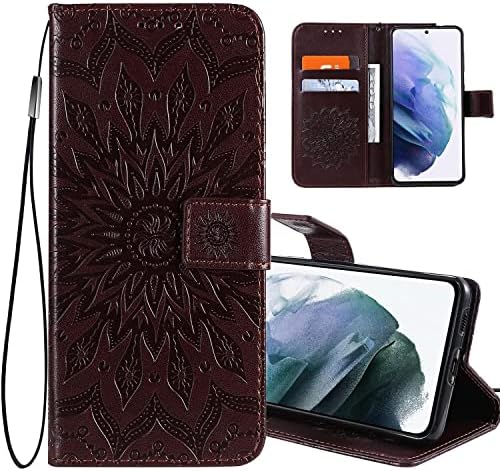 za Samsung Galaxy S21 torbicu, novčanik Galaxy S21 Torbica od umjetne kože s alatom u obliku sunčevog cvijeta Novčanik Stalak flip