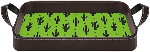 Kaktus uzorka kožna ukrasna ladica Personalizirana posluživanje Organizatora za skladištenje ladica s ručkama za hotel Home