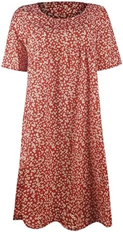 Ljetne haljine za žene 2023 plaža casual cvjetni džep s kratkim rukavima Sundress labava fit boho haljina sakrij trbušne masti