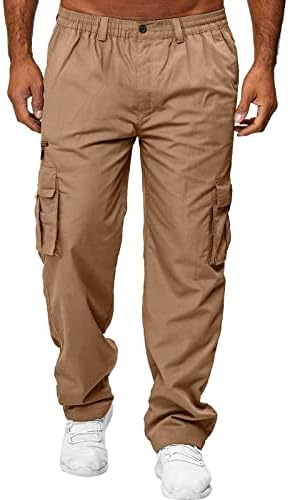 Muškarci teretni trenerice trkaju ljeto labave hlače hlače Čvrsta boja Elastični struk, pješačke hlače s džepovima