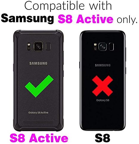 Asuwish Kompatibilan s torbicom-novčanikom Samsung Galaxy S8 Active i zaštitna folija za zaslon od kaljenog stakla Flip poklopac postolja