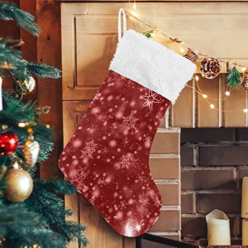 Alaza božićne čarape Crvene snježne pahuljice klasične personalizirane velike čarape ukrasi za obiteljsku blagdansku sezonu dekor zabave