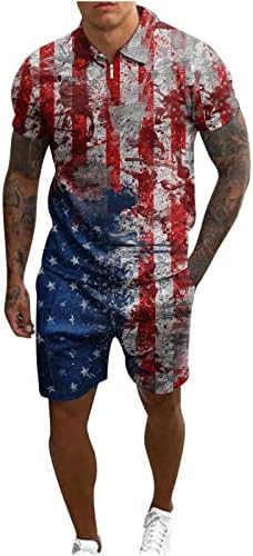 Odijela za danu neovisnosti za muškarce postavljene američke zastave tiskane 2 komadne odjeće majice kratkih rukava i kratke hlače