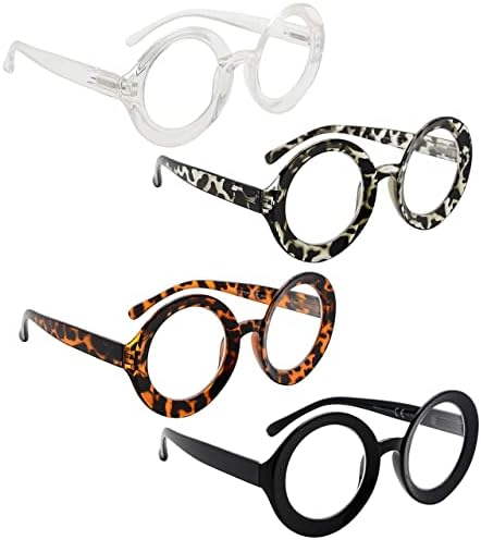 Okrugle naočale za čitanje za žene-4 pakiranja ženskih naočala za čitanje s velikim okvirom +1,75
