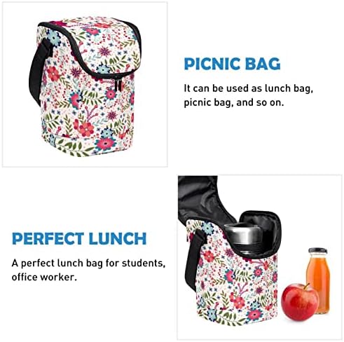Lijepa cvjetna torba za ručak kutija za ručak za višekratnu upotrebu velika okomita kutija za ručak s podesivom naramenicom