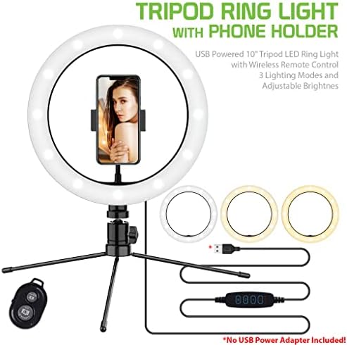 Svijetli selfie prsten s trobojnim pozadinskim osvjetljenjem kompatibilan s vašim Number-Number 910 Number 10 inča s daljinskim upravljačem