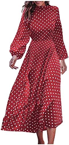 Ženske haljine ležerna Moda prevelika duga Maksi haljina s okruglim vratom s dugim rukavima u točkicama nepravilnog oblika Vintage