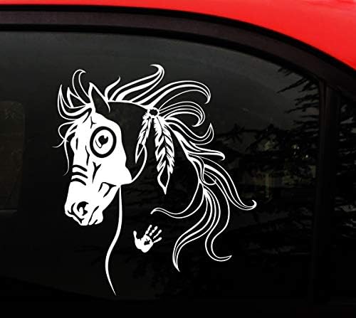 Konjski naljepnica - Ratni konj - Konjički - volim svog konja - Naljepnica naljepnica za odbojnika iz Indijanca. X Veliki 7,6 x 8,6