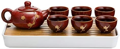TJ Globalni kineski/japanski keramički set čaja, ručno izrađeni tradicionalni čajne ceremonije set s čajnim čajnim čajnim čajnim