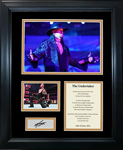 Uokvireni Undertaker Hall of Fame Facsimile Laser ugravirani potpis Auto WWE 12 X15 Wrestling Photo Collage
