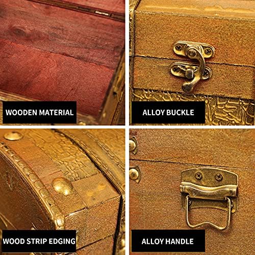 Gusarska škrinja s blagajnom s željeznom zaključavanjem ， drvena i kožna blaga kutija za škrinju ukrasna kutija za skladištenje s zaključavanjem
