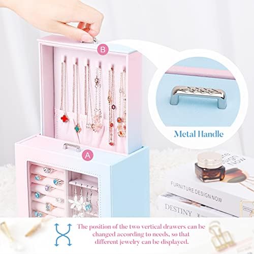 Pokloni za Majčin dan-organizator nakita za djevojčice, ženska kutija za ogrlice, prstenje, naušnice, poklon kutija za pohranu nakita