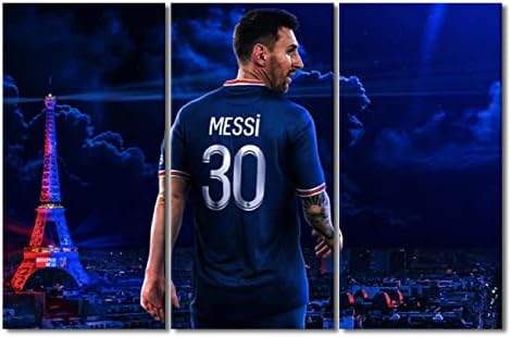 Nogometna superzvijezda Messi PSG plakat platno zidna umjetnost ukrasne slike Sportska Tema dizajn platna zidna umjetnost 3 predmeta