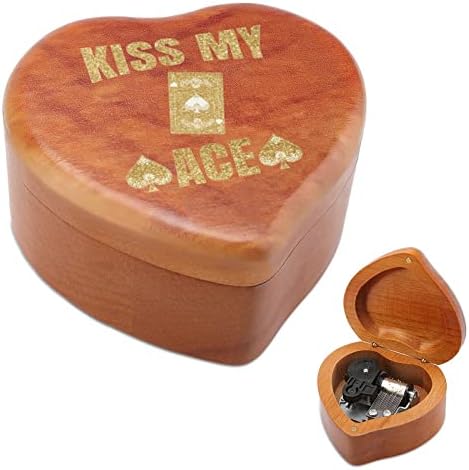 Poljubi moj ace poker navija na vintage drvenu muzičku kutiju vjenčanje Valentinovo božićni rođendan glazbeni poklon