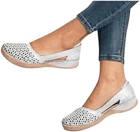 Gufesf sandale s podrškom za luk, žene zatvorene sandale nožnih prstiju mule šuplje klizanje na cipelama ortotičke vintage klinaste