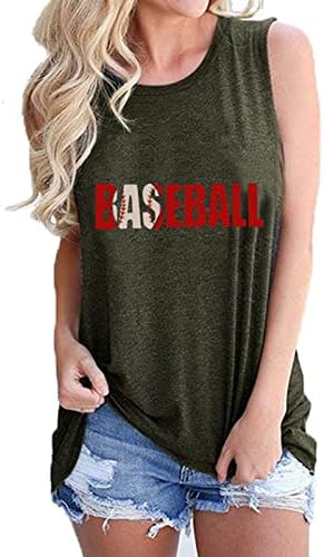 HGCCGDU bejzbol košulja Žene slovo Print majica bez rukava Dame Summer 2023 Slatki tenk Tops Basic Casual Crewneck tenkovi prsluk