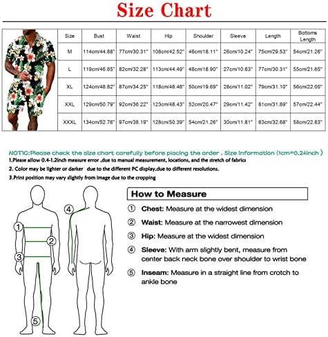 2 komada TrackSuits Outfits za muškarce Istezanje 3D Print Havajske košulje i kratke setove Tropske havajske mišićne majice odijela