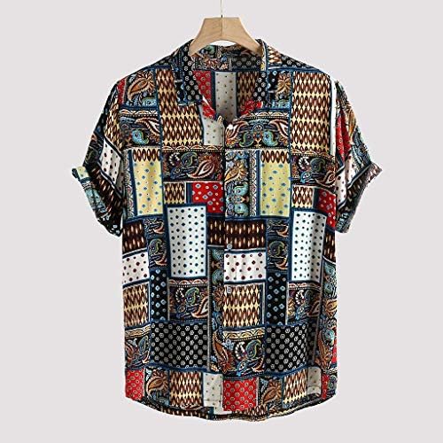 Polo majice za muškarce vintage etnički stil lagana nevoljena print vrhova kratkih rukava vintage casual košulja