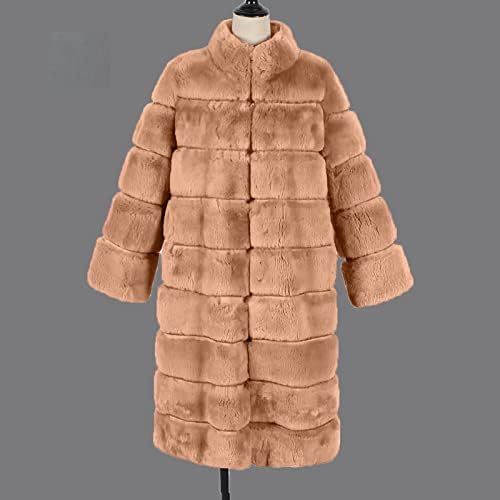 Zimski topli kaputi za žene odmrznuta krzna otvorene prednje jakne dame solidne nejasne duge kardiganske odjeće na kaputu