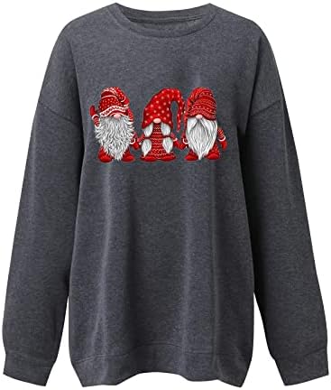 Ženske prevelike pulovera runa vrh Sretan božićni preveliki posadi dugačka dukserica tunika Smiješne gnonije majice majice