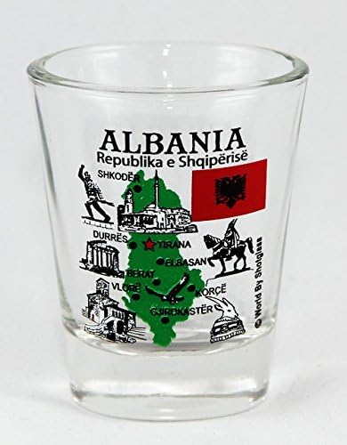 Znamenitosti Albanije i ikone kolaž od stakla