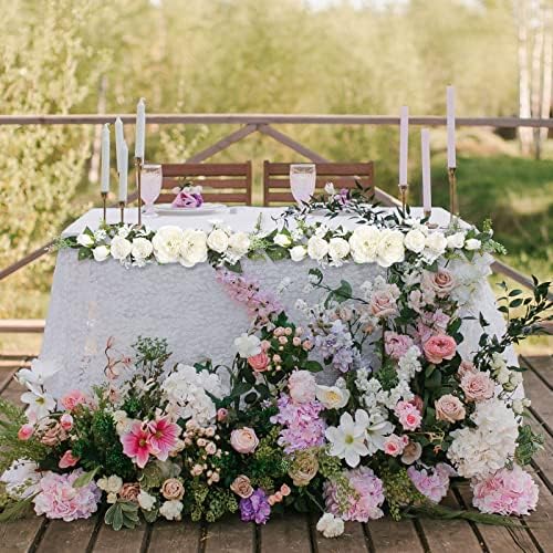 U'artlines 2pcs Umjetni božur cvijet SWAG 25 inčni vjenčani luk cvjetovi ukrasni cvjetni vijenac s svilenom bijelom ružom božur za