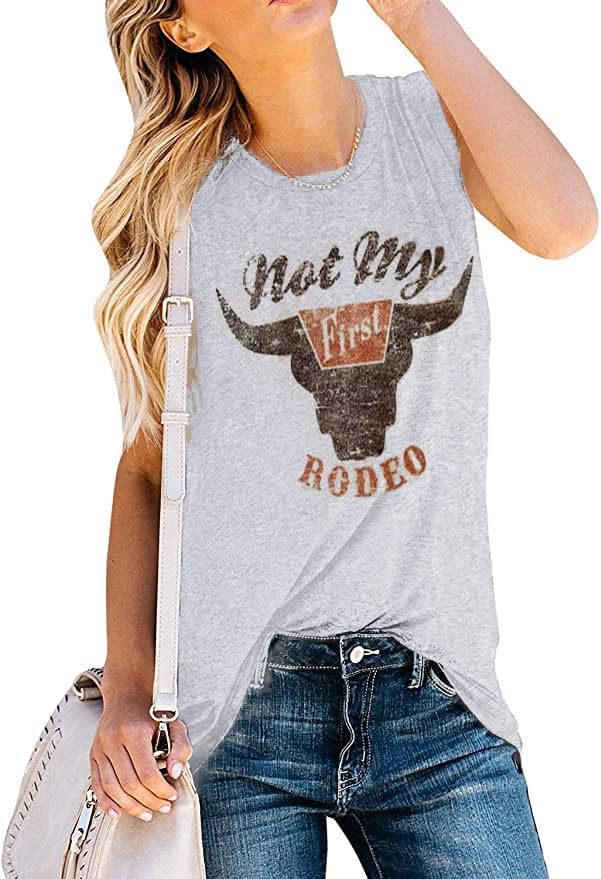 Nije moja prva Majica Bez rukava za rodeo, ženska Rodeo majica, majice u stilu zemlje, zapadnjačka Majica Bez rukava s izrezom u obliku