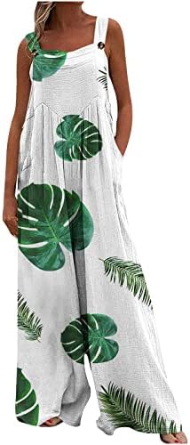 Boemska odjeća za žene labava učvršćivanje romper casual rukava bez rukava ljetni cvjetni print široke noge duge hlače