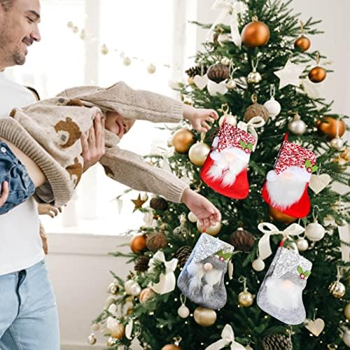 Božićne košare na otvorenom sa svjetlima božićne čarape sa slatkišima poklon vrećica bezličnog starca božićne čarape torba sa slatkišima