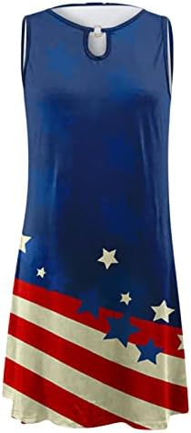 + Ženska ležerna ljetna haljina s printom Dana neovisnosti Četvrtog srpnja midi haljine s okruglim vratom