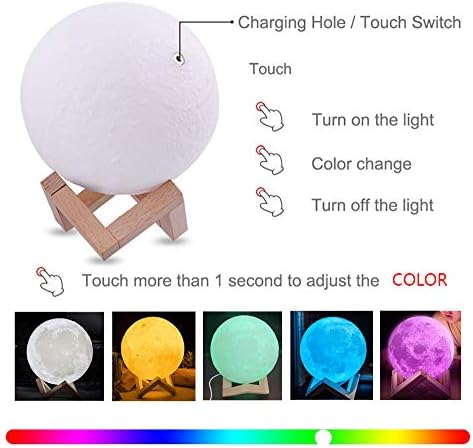 Danhui Personalizirana 3D print Mjesečeva svjetiljka, 16 boja u boji noćno svjetlo, prilagođeni tekst za fotografije ugravirano svjetlo
