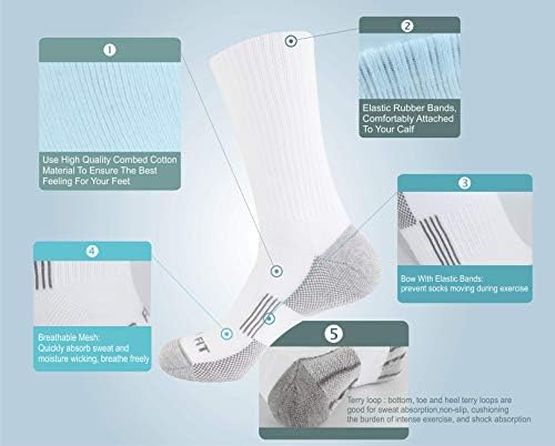 RIFIX 6-PAIRS muški atletski jastuk za trčanje na izvedbi čarape za rebra, pamuk bez klizanja vlage prikrivajućim planinarskim čarapama