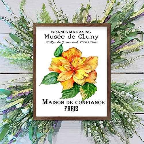 Maison de Confiance Musee de Cluny uokvireni drveni znakovi Vintage French Cvjetna vrata seoska kuća cvjetova cvjetna cvjetna drva
