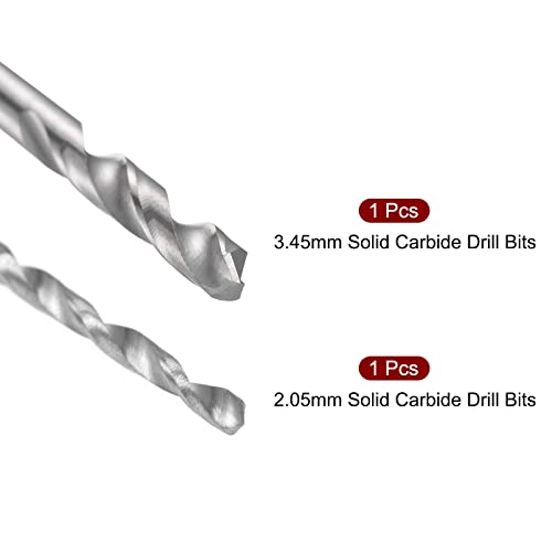 UxCell 2,05 mm i 3,45 mm čvrsti karabidni kruti za bušilice Ravni sječ za tvrdi čelik od nehrđajućeg čelika, otvrdnut na 50 HRC, 2PCS