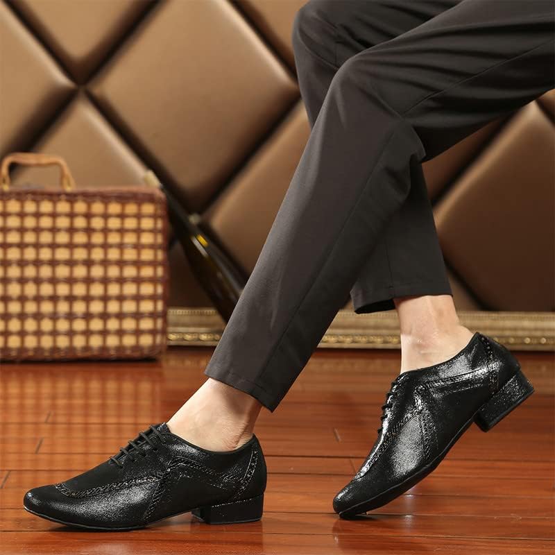 AOQUNFS muške latino plesne cipele crna kožna balska tango salsa carine cipele, model L235
